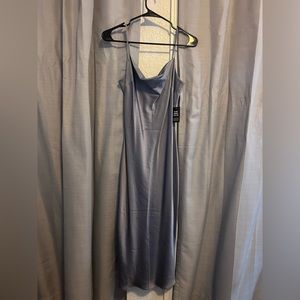 Express cow neck satin dress